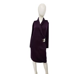 Chaps Purple Knit Belted Wrap Dress Medium